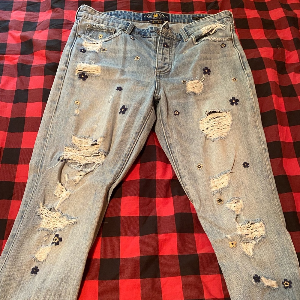 Sienna Slim Boyfriend- Lucky Brand Flower Embroidered Jeans